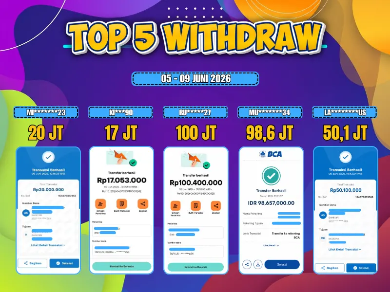 TOP 5 WD 05 JUNI - 09 JUNI 2026